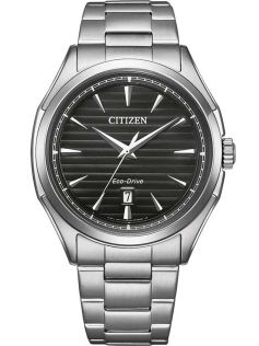Citizen Eco-Drive herrklocka i stål med randig urtavla och J810 urverk | AW1750-85E