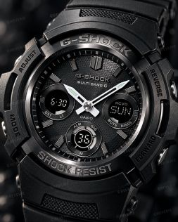 Svart Casio G-Shock dykarklocka med solenergi, radiostyrning och 200m vattentäthet i 46mm