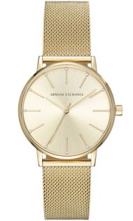 Kvinnlig elegans i minimalistiskt guldfärgat stål - Armani Exchange Lola AX5536