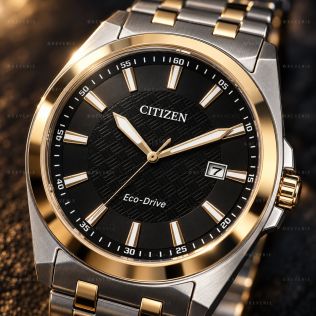 Tvåfärgad Citizen herrklocka i stål med solenergi och safirglas i 41mm