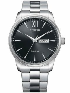 Citizen Eco-Drive herrklocka i stål | Svart urtavla med romerska siffror | BM8550-81E
