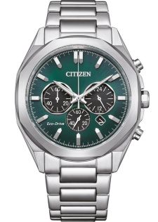 Citizen Eco-Drive kronograf i stål med B620 urverk och grön urtavla | CA4590-81X