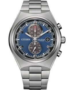 Citizen Eco-Drive Super Titanium kronograf | Lätt och slitstark med blå urtavla | CA7090-87L