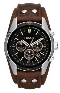 Herrur med brett, brunt läderarmband - Fossil Coachman CH2891