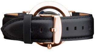 Daniel Wellington Svart Classic Sheffield herr-läderrem med spänne i roseguld