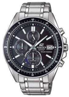Solcellsdriven Edifice stålur med safirkristall | EFS-S510D-1AVUEF