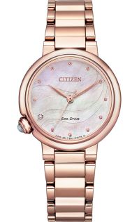 Citizen elegant damklocka med Eco-Drive och diamant i rosé PVD | EM0912-84Y