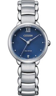 Citizen Eco-Drive damklocka med blå urtavla och stållänk | EM0920-86L