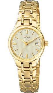 Citizen Eco-Drive damklocka med guldfärgad stållänk | EW1262-55P