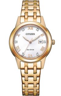 Citizen Eco-Drive damklocka med kristaller och roseguld stållänk | FE1243-83A