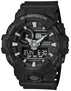 Svart G-Shock med Super Illuminator och dubbeltid | GA-700-1BER