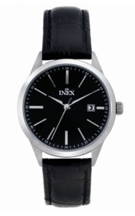Klassisk minimalism med svart läderarmband - Inex Black A12165T5I