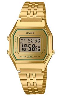 Casio Vintage guld-grön digital klocka i retro kollektion | LA680WEGV-9AEF
