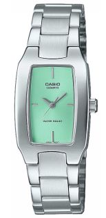 Grön urtavla rektangulär stål damklocka med tidlös design | LTP-1165PA-3CEF