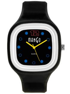 Klocka i svart, fyrkantig boett - Mango Tutti Frutti Black A75102-2SS