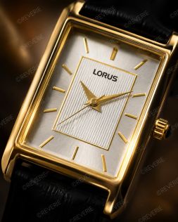 Lorus damklocka med guldfärgad rektangulär boett 22mm