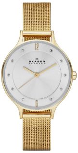 Damur i guld, med mesharmband - Skagen Anita Gold Mesh SKW2150