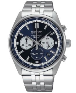 Seiko Sportura Perpetual Solar SSC427P1 Svart rostfri stal herrklocka