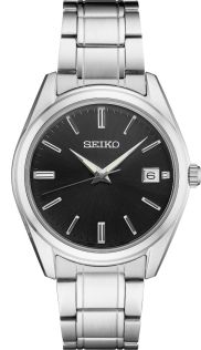 En given klassiker; silverfärgad stålklocka med svart och sifferlös urtavla - Seiko Classic SUR311P1