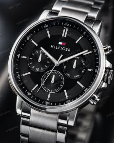 Tommy Hilfiger Mens Steel Black 44mm