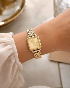 Tommy Hilfiger guldfärgad rektangulär damklocka 24mm