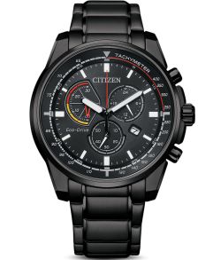 Citizen Eco-Drive kronograf i svart stål | Sportkronograf med tachymeter | AT1195-83E