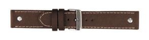 Falkenlund Deluxe Beco 24mm Watch Strap Chrono Matt Brown Silver Buckle 6313624S