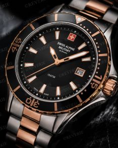 Swiss Alpine Military tvåfärgad klocka med safirglas 44mm
