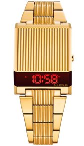 Bulova Computron Archive Series digital LED-klocka i retro 70-talsdesign med gyllene finish | 97C110