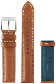 Elegant armband - Kronaby Brown (Blue) Leather Strap 18mm A1000-0569
