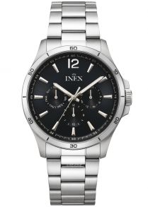 Denna stålklocka har tre extra urskivor - Inex Mens Silver/Black A12148S5I