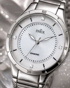 Inex damklocka med 4 diamanter och pärlemorurtavla 35mm