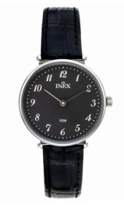 Klassiker, med svart läderarmband - Inex Black A69510S3A