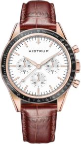 Aistrup AIW8702 Classic Sapphire Chronograph herrklocka med vit urtavla och brunt läderarmband | AIW8702