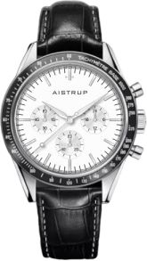 Aistrup AIW8703 Classic Sapphire Chronograph herrklocka med vit urtavla och svart läderrem | AIW8703