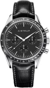 Aistrup AIW8704 Classic Sapphire Chronograph herrklocka med svart urtavla och läderrem | AIW8704
