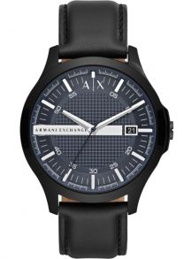 Märkesklocka i svart, läder och stål - Armani Exchange Hampton AX2411