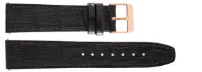 Svart läderarmband med spänne i rödguld - 20mm Leather Strap Black Croco Rosegold IHS1004