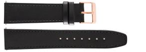 Svart läderarmband med smartstift samt spänne i rödguld - 20mm Leather Strap Black Rosegold IHS1009