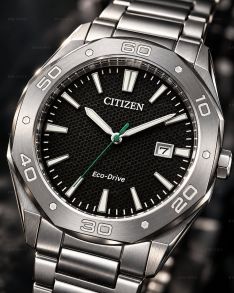 Citizen herrklocka med solenergi i stål med svart urtavla 41mm