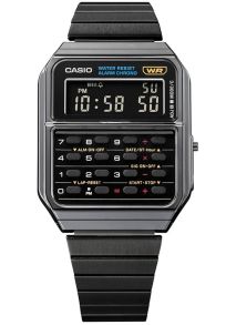 Retro kalkylatorklocka med stålarmband och digital tidsmätare | CA-500WEGG-1BEF