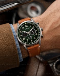 Citizen Eco-Drive herrkronograf med grön urtavla 43mm