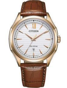 Citizen Eco-Drive herrklocka i roséfärgat stål | Klassisk design med krokodilrem | AW1753-10A