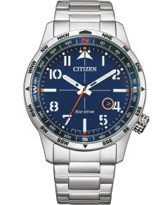 Citizen Eco-Drive pilotklocka i rostfritt stål med E111 urverk och kompassring | BM7550-87L