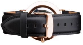 Daniel Wellington Svart Classic Sheffield herr-läderrem med spänne i roseguld