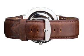 Daniel Wellington Mörkbrun Classic Bristol dam-läderrem med spänne i silver
