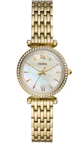 I guldfärgat stål, med pärlemor på urtavlan - Fossil Carlie Mini ES4735