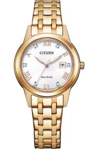 Citizen Eco-Drive damklocka med kristaller och roseguld stållänk | FE1243-83A