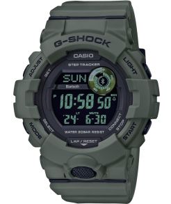 Grön militärdesign G-Shock fitnessklocka med stegräknare | GBD-800UC-3ER
