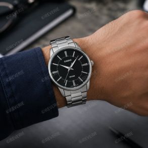 Affärsklocka i stål med svart urtavla och klassisk design 40mm
